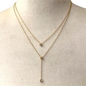Pretty gold toned double layer necklace